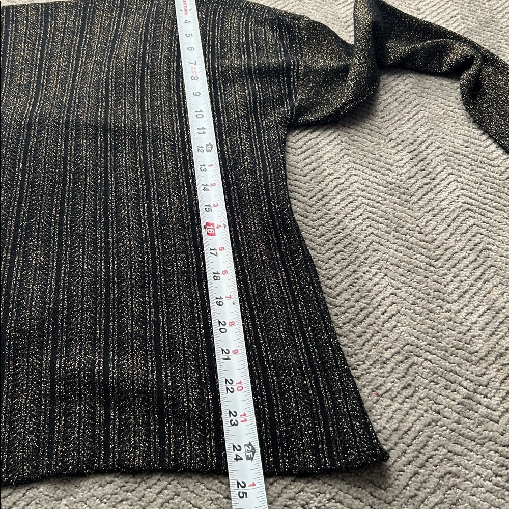 Derek Lam 10 Crosby Cross-Front Metallic Wool-Blend Sweater Black/Gold Size M - Picture 10 of 12